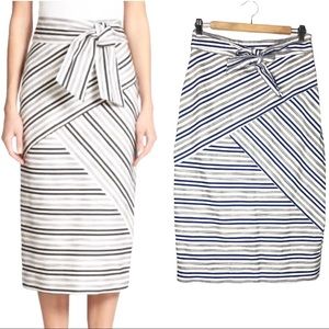 Milly Striped Midi Skirt in Black and White